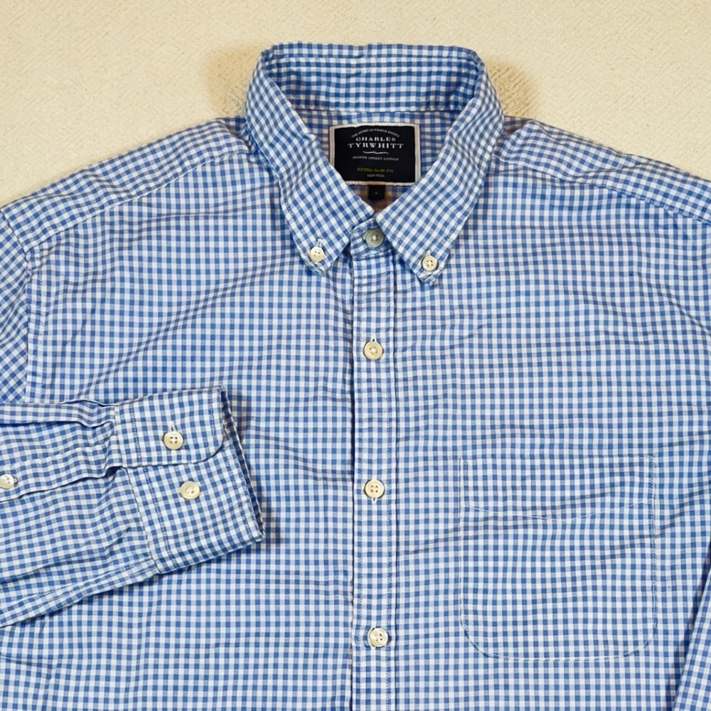 Charles Tyrwhitt Mens ]Extra Slim Fit Non Iron Button Down Shirt Size‎ Large